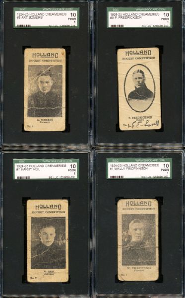 1924-25 HOLLAND CREAMERIES PR SGC 1 LOT OF 12 (6 DIFFERENT) HOCKEY CARDS