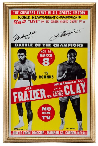 CASSIUS CLAY VS. JOE FRAZIER AUTOGRAPHED MADISON SQUARE GARDENS FIGHT POSTER