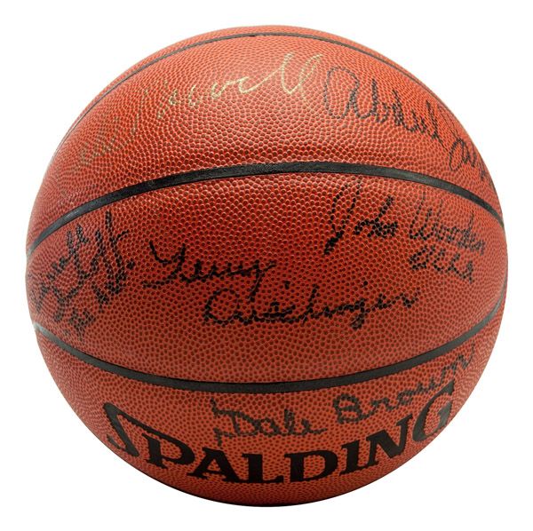 HALL OF FAME BASKETBALL SIGNED BY ABDUL JABBAR, IMHOFF, WOODEN AND MORE
