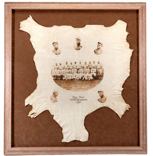 1915 BOSTON RED SOX WORLD CHAMPIONS LEATHER DISPLAY