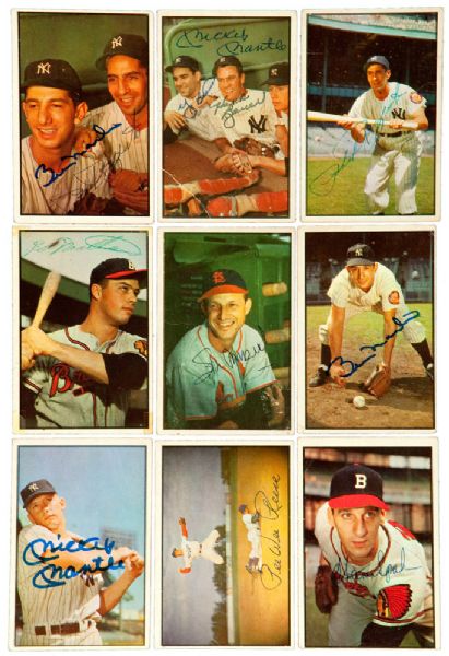 1953 BOWMAN COLOR COMPLETE SET WITH 141 SIGNED CARDS