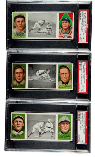 1912 T202 HASSAN TRIPLE FOLDER PSA GRADED LOT OF (7) INCLUDING CY YOUNG