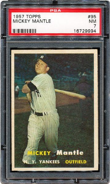1957 TOPPS #95 MICKEY MANTLE NM PSA 7