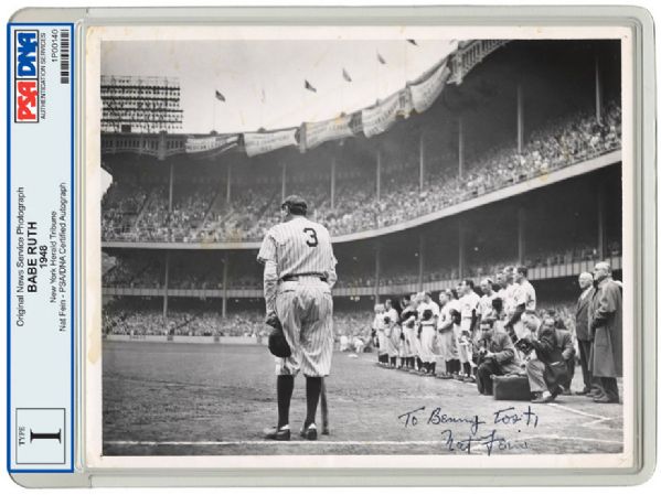 RARE 1948 ORIGINAL PHOTO "THE BABE BOWS OUT" BY NAT FEIN (PSA/DNA TYPE 1)