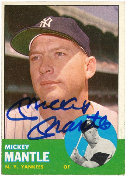 AUTOGRAPHED 1963 TOPPS #200 MICKEY MANTLE
