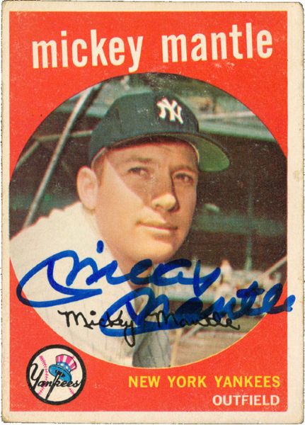 AUTOGRAPHED 1959 TOPPS #10 MICKEY MANTLE