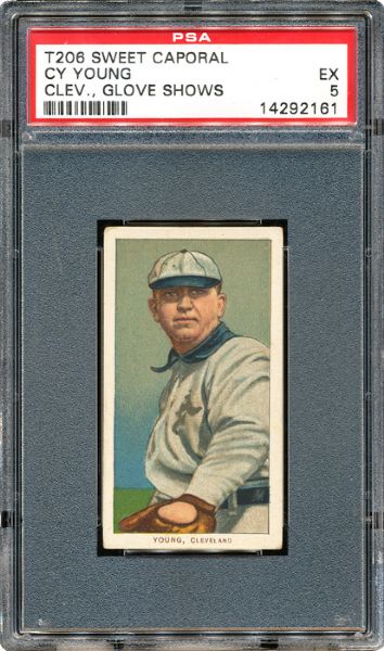 1909-11 T206 CY YOUNG (CLEVELAND, GLOVE SHOWS) PSA 5 EX