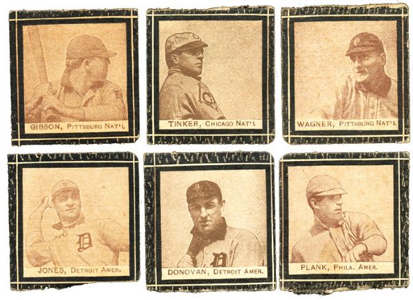 1909-10 W555 LOT OF 6 INCLUDING WAGNER, PLANK AND TINKER