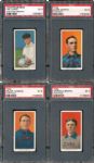 1909-1911 T206 GROUP OF FOUR WITH THREE HALL OF FAMERS - ALL PSA 5 EX