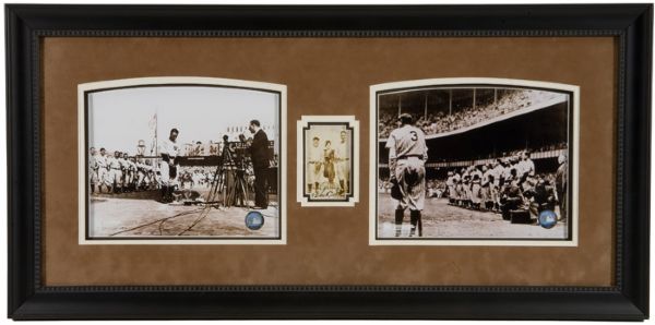 FRAMED DISPLAY WITH PHOTO SIGNED BY LOU GEHRIG AND BABE RUTH (NOT IN PICTURE) 