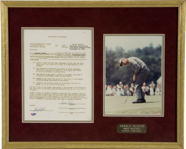ARNOLD PALMER SIGNED GOLF CONRTACT