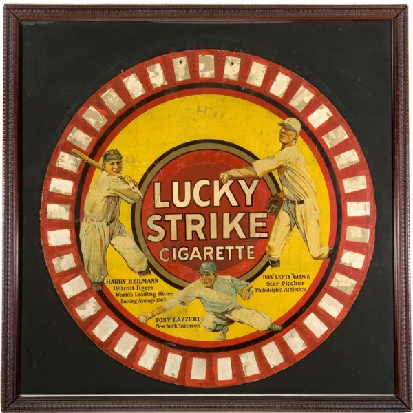 LATE 1920S/ EARLY 1930S LUCKY STRIKE CIGARETTES POSTER SIZE AD DISPLAY PIECE