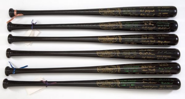LOT OF SIX 1960S-70S COMMEMORATIVE BLACK BATS FROM THE STENGEL COLLECTION