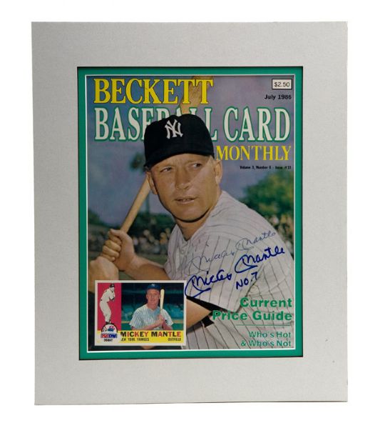 MICKEY MANTLE SIGNED BECKETT MAGAZINE COVER GRADED PSA MINT 9
