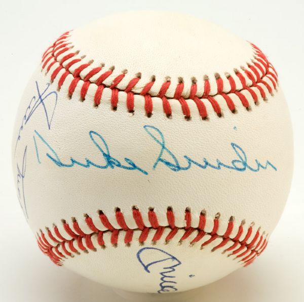 MICKEY MANTLE, WILLIE MAYS AND DUKE SNIDER SIGNED BASEBALL
