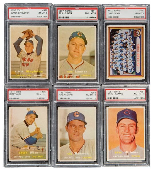 1957 TOPPS BASEBALL NM-MT PSA 8 GRADED LOT OF 20 DIFFERENT CHICAGO CUBS