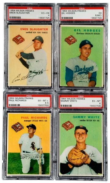 1954 WILSON WIENER PSA GRADED LOT OF 9 DIFFERENT INCLUDING HODGES AND SLAUGHTER