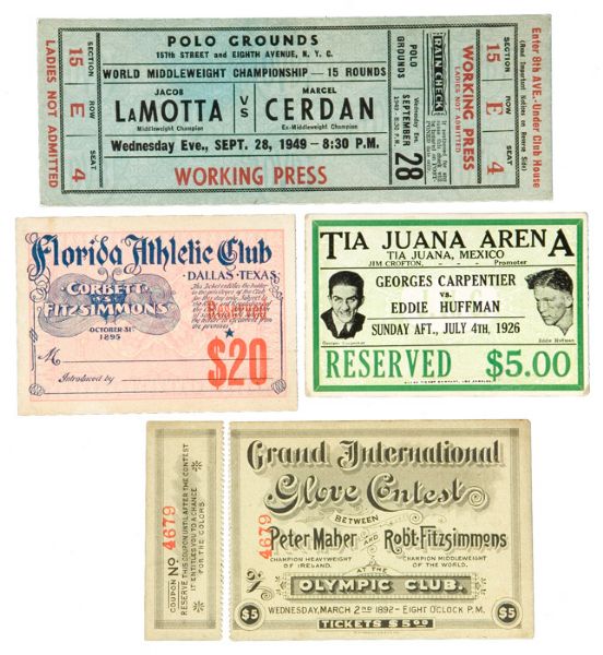 GROUP OF FOUR VINTAGE BOXING TICKETS