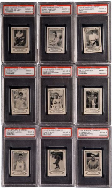 1926 SPALDING CHAMPIONS LOT OF 19 DIFFERENT (ALL BUT 1 PSA 8 OR BETTER)