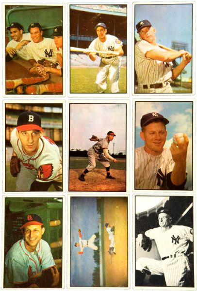1953 BOWMAN COLOR AND BLACK & WHITE LOT OF 78 INCLUDING MANTLE, FORD AND BERRA/BAUER/MANTLE