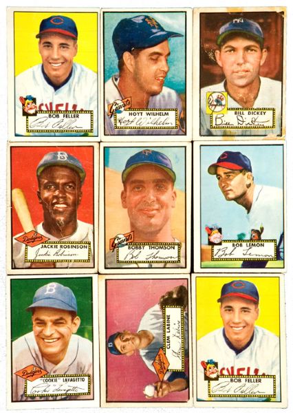 1952 TOPPS BASEBALL LOW GRADE LOT OF 332 (294 DIFFERENT) WITH 65 HIGH NUMBERS INCLUDING ROBINSON