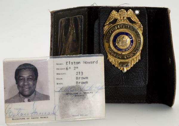 ELSTON HOWARDS NEW JERSEY SPECIAL DEPUTY SHERIFFS BADGE AND SIGNED I.D. CARD