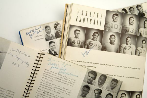 1936, 1937 & 1939 JOHN MUIR HIGH SCHOOL AND PASADENA JUNIOR COLLEGE YEARBOOKS SIGNED BY JACKIE ROBINSON