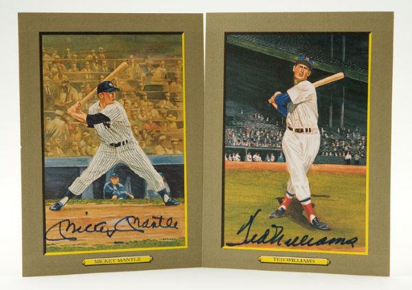 1985-1990 PEREZ-STEELE GREAT MOMENTS AUTOGRAPHED POSTCARD GROUP OF 20 INCLUDING MICKEY MANTLE AND TED WILLIAMS