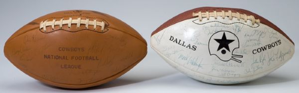 1969 AND 1974 DALLAS COWBOY TEAM SIGNED FOOTBALLS 