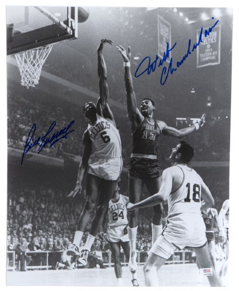 WILT CHAMBERLAIN AND BILL RUSSELL SIGNED 16 X 20 PHOTO