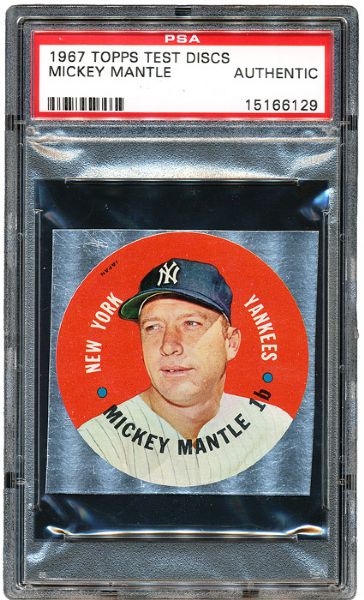 1967 TOPPS DISC PROOF MICKEY MANTLE 1B PSA AUTHENTIC