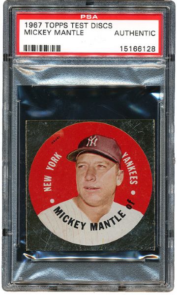 1967 TOPPS DISC PROOF MICKEY MANTLE OF PSA AUTHENTIC