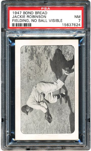 1947 BOND BREAD JACKIE ROBINSON (FIELDING, NO BALL VISIBLE) PSA 7 NM (1 OF 2)