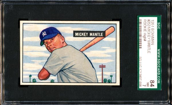 1951 BOWMAN #253 MICKEY MANTLE ROOKIE SGC 84 NM