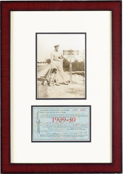 1929-30 TY COBB SIGNED HUNTING LICENSE