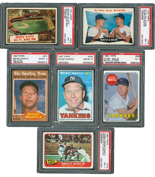 1960-1969 MICKEY MANTLE PSA GRADED LOT OF 6