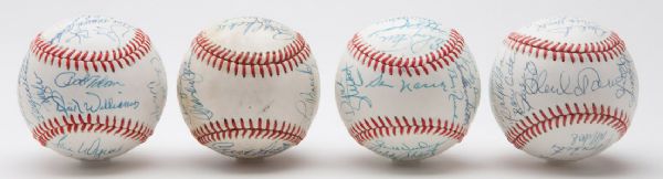 LOT OF 4 OLD TIMER/REUNION MULTI-SIGNED BASEBALLS WITH MANY HOFERS