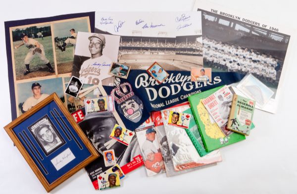 MAINLY 1950S BROOKLYN DODGER COLLECTION FEATURING CARDS AND MEMORABILIA