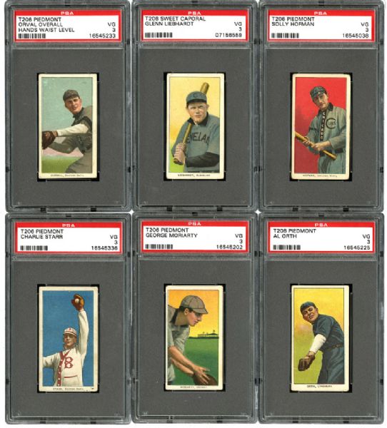 1909-11 T206 VG PSA 3 GRADED LOT OF 32 DIFFERENT