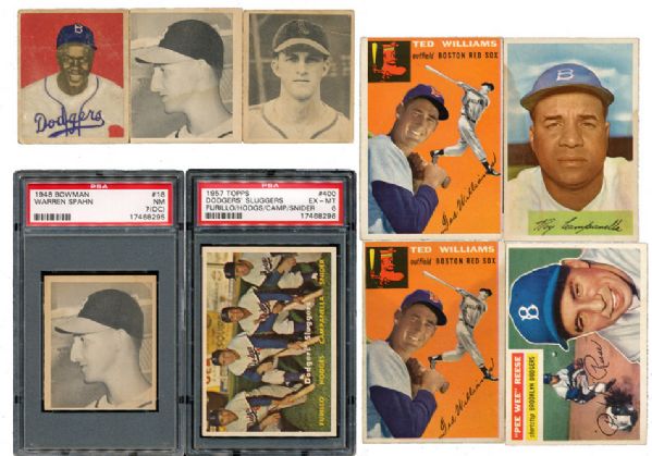 1948 THRU 1957 TOPPS AND BOWMAN LOT OF 85 WITH MANY STARS