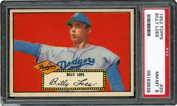 1952 TOPPS #20 BILLY LOES (RED BACK) NM-MT PSA 8