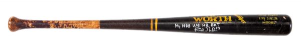 KIRK GIBSONS BAT USED TO HIT HISTORIC GAME WINNING HOME RUN IN GAME ONE OF 1988 WORLD SERIES