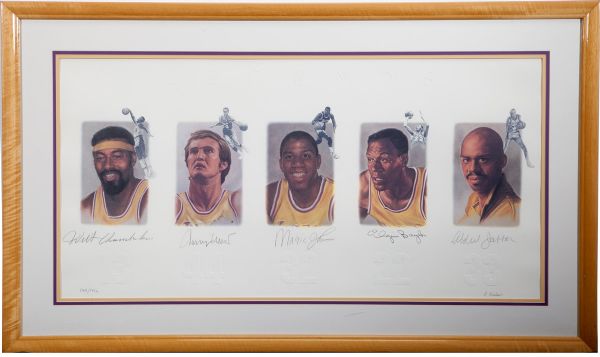LOS ANGELES LAKERS LEGENDS SIGNED LIMITED EDITION LITHOGRAPH
