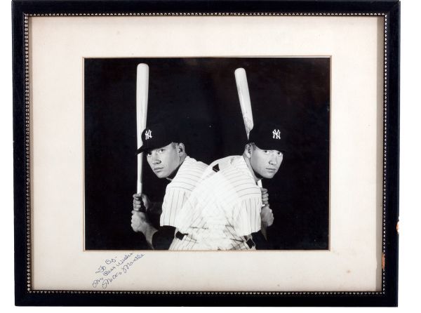 VINTAGE MICKEY MANTLE DUAL-EXPOSURE "SWITCH HITTER" ORIGINAL PHOTOGRAPH AUTOGRAPHED ON MATTE