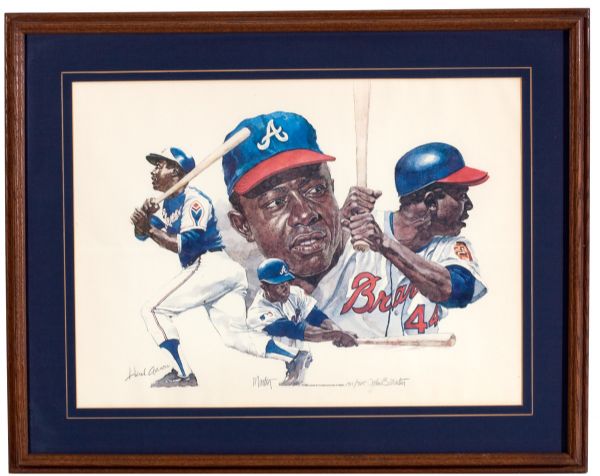 MICKEY MANTLE, TED WILLIAMS, WILLIE MAYS AND HANK AARON SIGNED LIMITED EDITION LITHOGRAPHS (4)