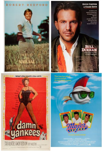 LARGE LOT OF (27) 1950s-1990S ORIGINAL BASEBALL THEMED MOVIE POSTERS