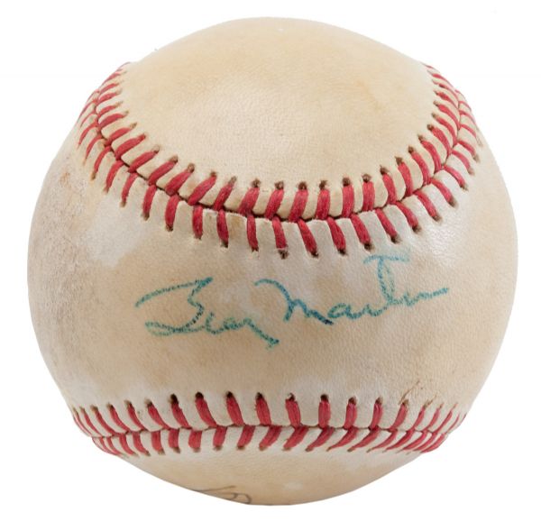 BILLY MARTIN AND GEORGE STEINBRENNER DUAL-SIGNED BASEBALL