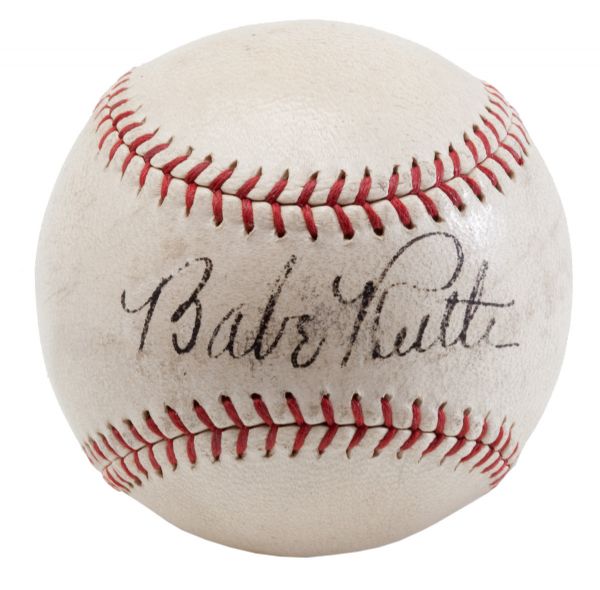 EXCEPTIONAL BABE RUTH SINGLE SIGNED BASEBALL