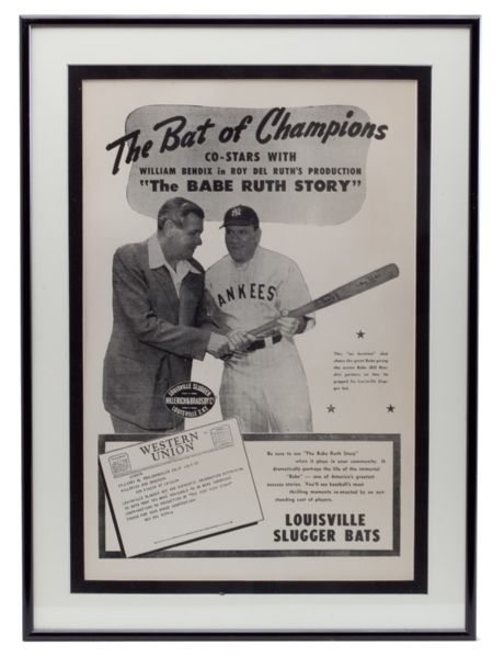 C.1948 LOUISVILLE SLUGGER ADVERTISEMENT FOR "THE BABE RUTH STORY"