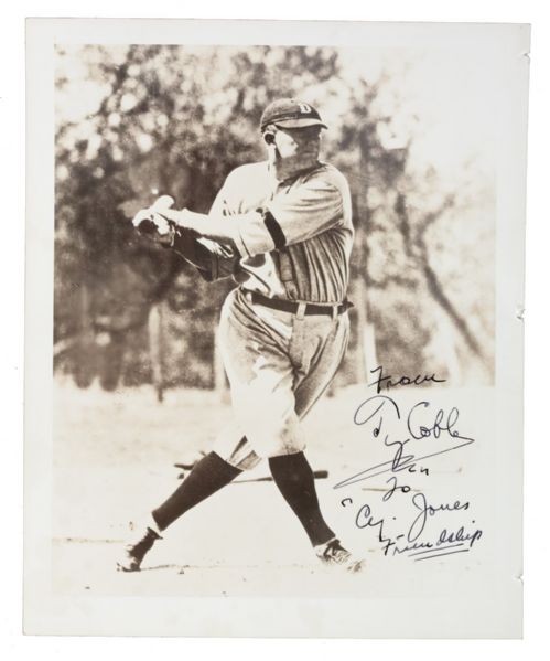 TY COBB SIGNED 8" BY 10" PHOTOGRAPH